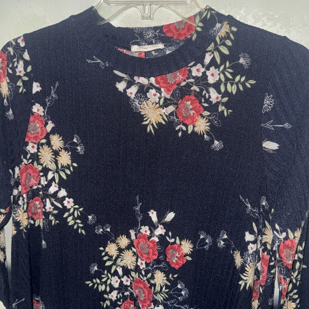 Flamingo Urban Midi Navy Blue Dress with Floral Pattern Size Medium - Picture 2 of 8